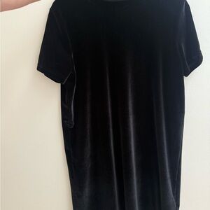 Madewell Black Velvet Mock-Neck Mini Dress — Size M